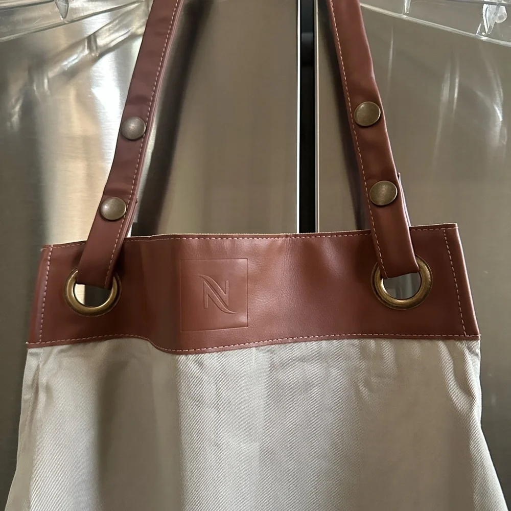 New Nespresso Barista Apron  Beige with Brown Straps unisex ☕️ - Picture 4 of 8